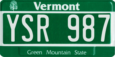 VT license plate YSR987