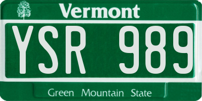 VT license plate YSR989
