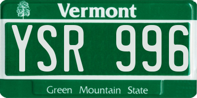 VT license plate YSR996