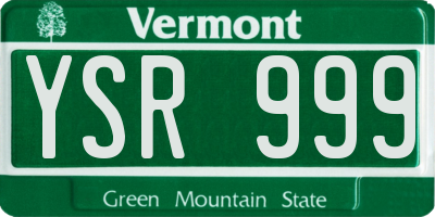 VT license plate YSR999