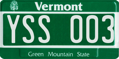 VT license plate YSS003