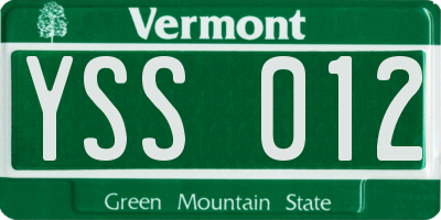 VT license plate YSS012