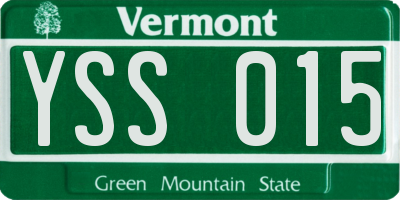 VT license plate YSS015