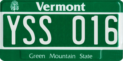 VT license plate YSS016