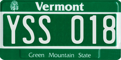 VT license plate YSS018