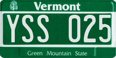 VT license plate YSS025