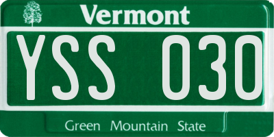 VT license plate YSS030
