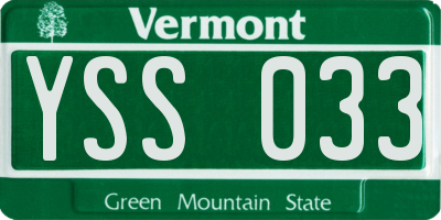 VT license plate YSS033