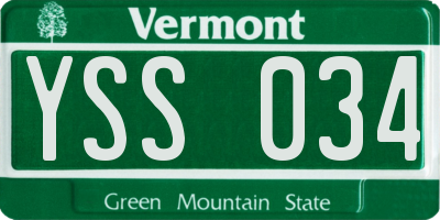 VT license plate YSS034
