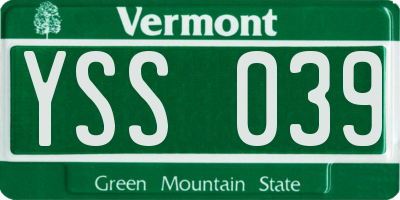 VT license plate YSS039