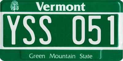 VT license plate YSS051