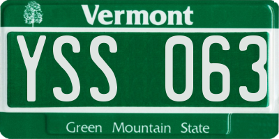 VT license plate YSS063
