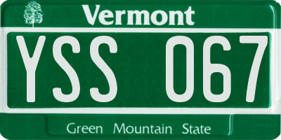 VT license plate YSS067