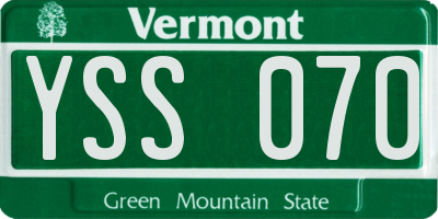VT license plate YSS070
