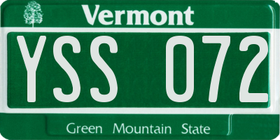 VT license plate YSS072
