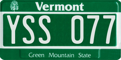 VT license plate YSS077