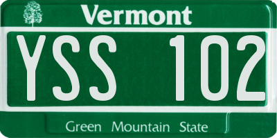 VT license plate YSS102