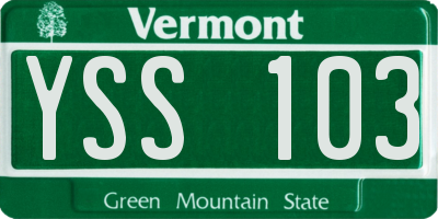 VT license plate YSS103