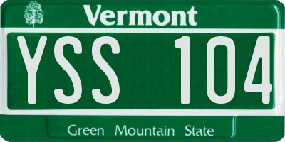 VT license plate YSS104