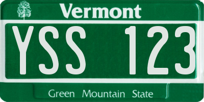 VT license plate YSS123
