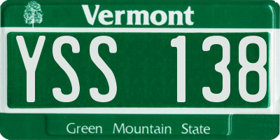 VT license plate YSS138