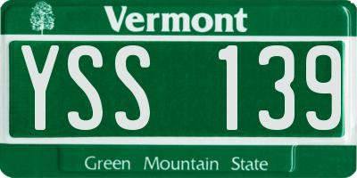 VT license plate YSS139