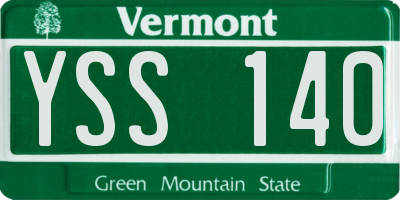 VT license plate YSS140