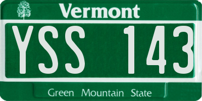 VT license plate YSS143