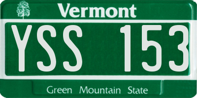 VT license plate YSS153