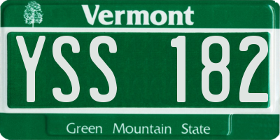 VT license plate YSS182