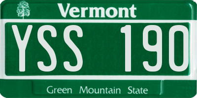 VT license plate YSS190