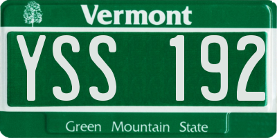 VT license plate YSS192