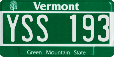 VT license plate YSS193