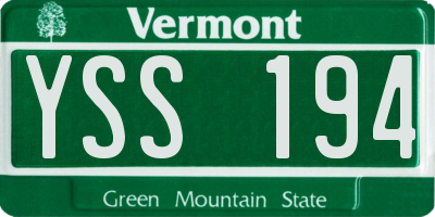 VT license plate YSS194