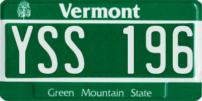 VT license plate YSS196