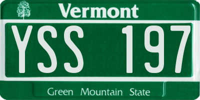 VT license plate YSS197
