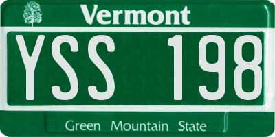 VT license plate YSS198