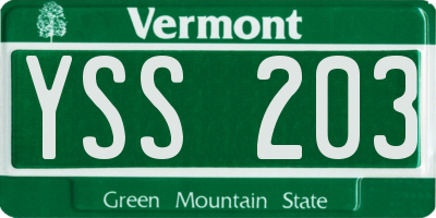 VT license plate YSS203