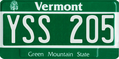 VT license plate YSS205
