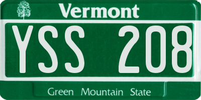 VT license plate YSS208