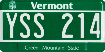 VT license plate YSS214