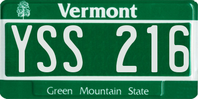 VT license plate YSS216