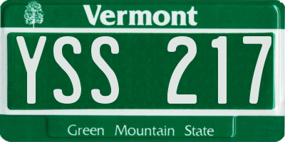 VT license plate YSS217