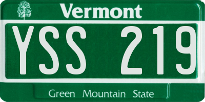 VT license plate YSS219