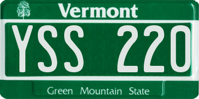 VT license plate YSS220