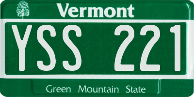 VT license plate YSS221