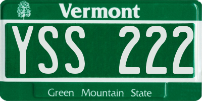 VT license plate YSS222