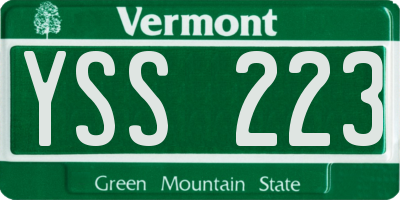 VT license plate YSS223