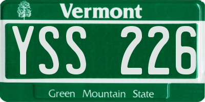 VT license plate YSS226