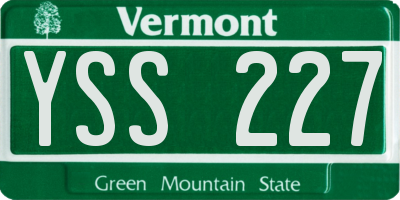 VT license plate YSS227